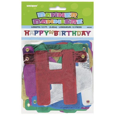UNIQUE - Glitter Happy Birthday Banner