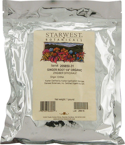 Starwest Botanicals Organic Ginger Root 14" CutSifted