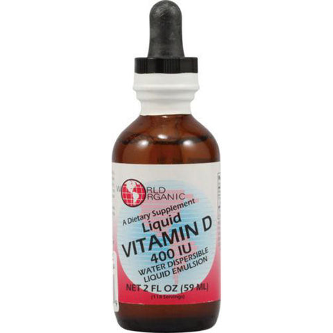 WORLD ORGANIC - Liquid Vitamin D-3 Supplement Dropper 400IU