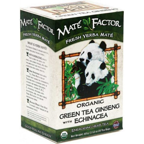The Mate Factor Organic Green Tea Ginseng Mate Tea Bags