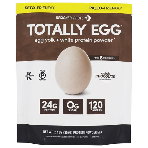 TOTALLY EGG - Egg White & Yolk Protein Powder Dutch Chocolate - 12.4 oz. (352 g)