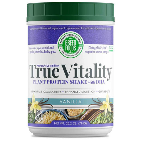 GREEN FOODS - True Vitality, Plant Protein Shake with DHA, Vanilla - 25.2 oz. (714 g)