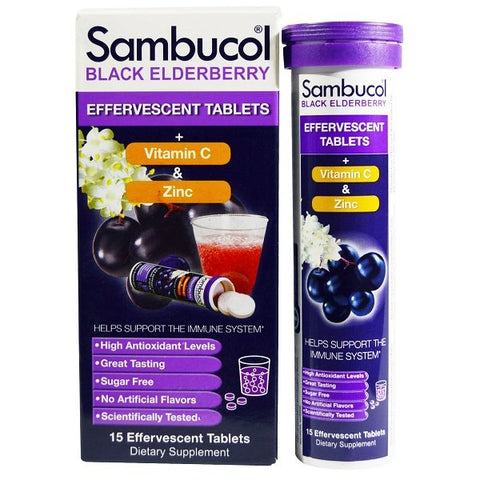 SAMBUCOL - Black Elderberry Effervescent Tablets - 15 Tablets
