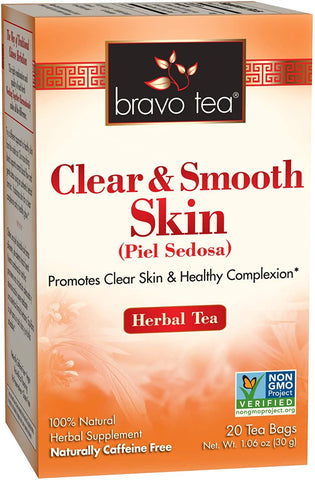 Bravo Tea - 100% Natural Clear & Smooth Skin Herbal Tea - 20 Tea Bags