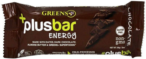 GREENS PLUS - +PlusBar Energy Chocolate - 12 x 2 oz. (59 g) Bars